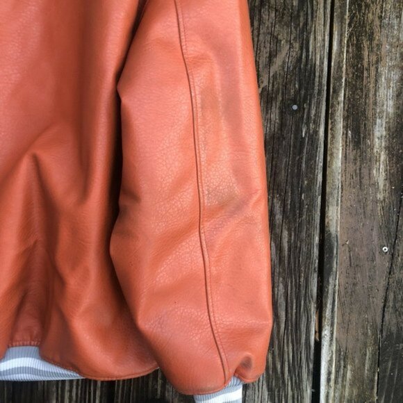 Vintage New York Orange Leather Athletic Jacket XL - Picture 4 of 5
